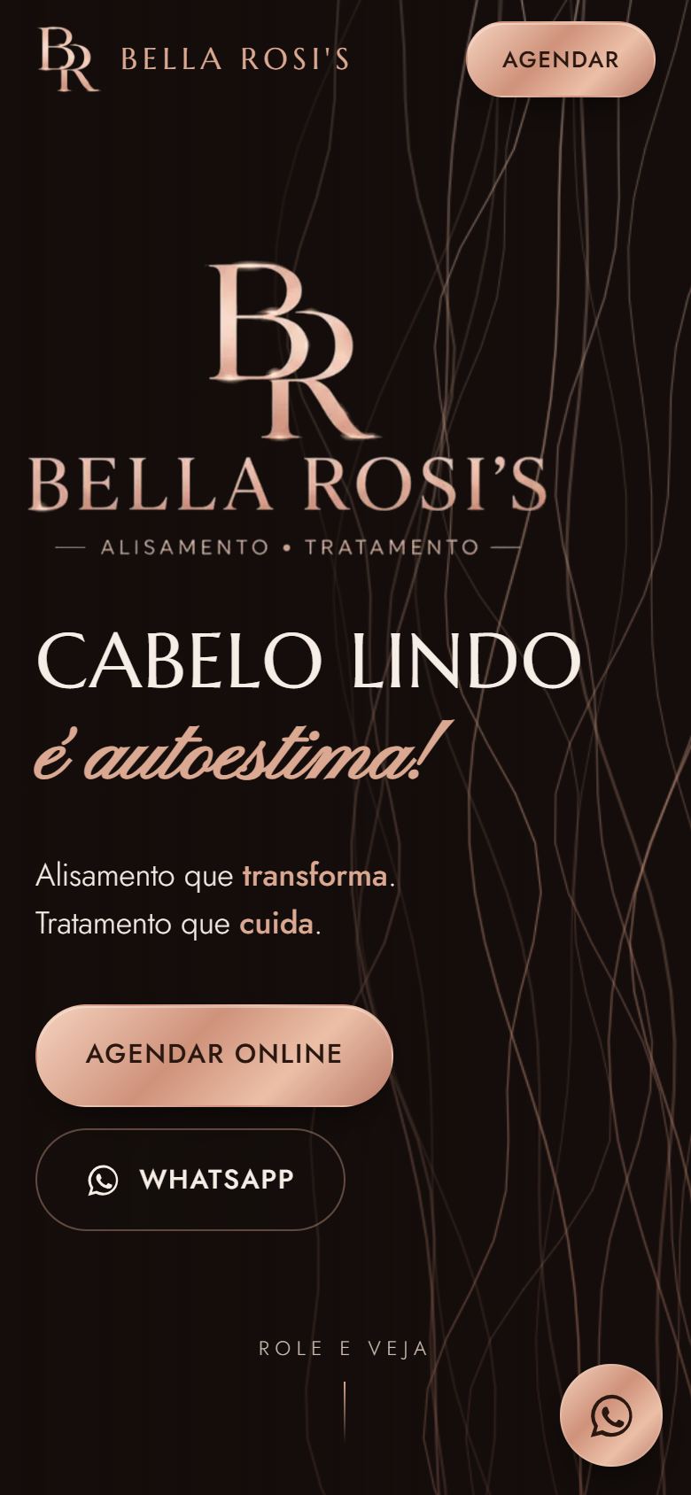Site Bella Rosi's no celular
