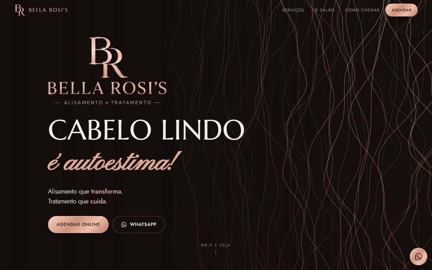 Página inicial do site Bella Rosi's no computador